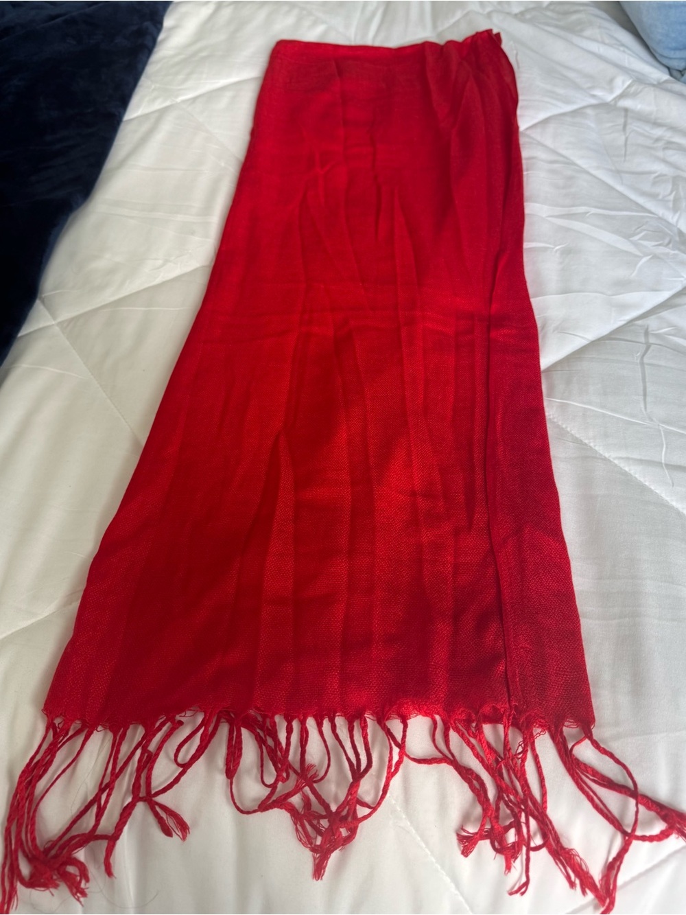 pashmina Bright Red Fringe Wrap Scarf